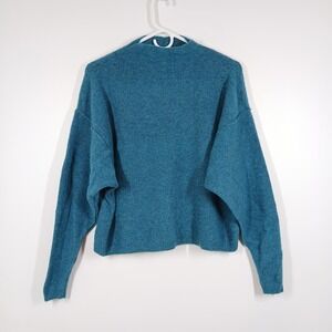 Free People Sweater Women Small Blue Wool Alpaca Blend Slouchy Boho Cozy